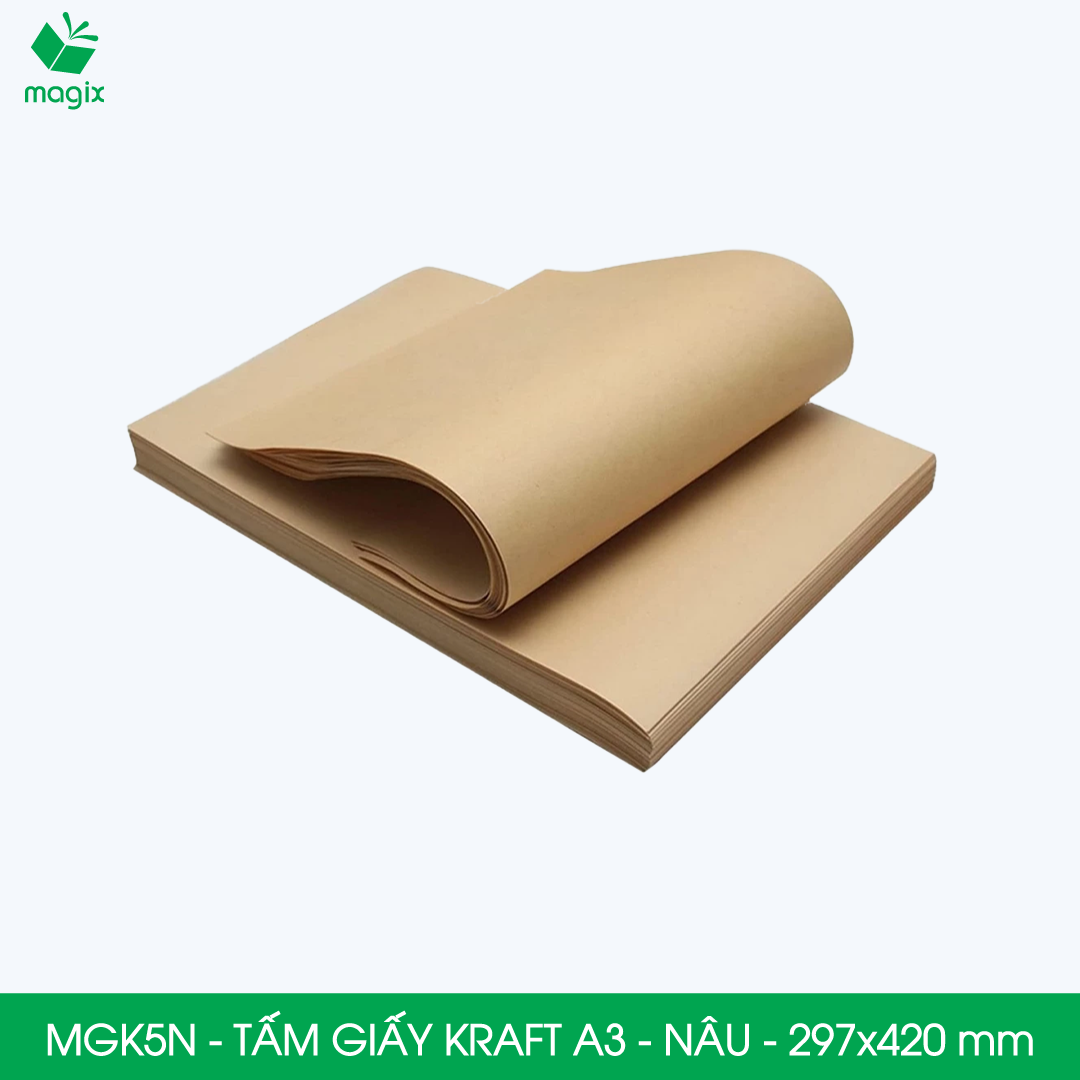 MGK5N - A3 - 70 gsm - 100 tờ giấy kraft nâu - Dùng gói hàng, bọc quà, làm nháp, chèn lót chống sốc