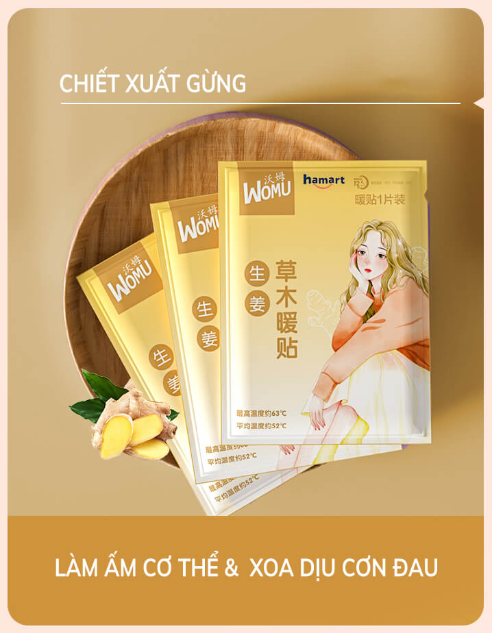 SET 3 Miếng Dán Đau Bụng Kinh Hamart Miếng Dán Giữ Nhiệt Cơ Thể Thảo Dược Thiên Nhiên 3 Mùi Vị