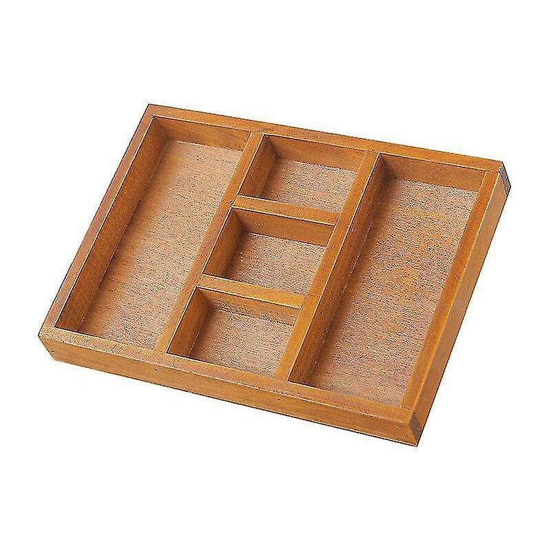 Hộp lưu trữ bằng gỗ DRETLERY DREWER Hộp lưu trữ 5 ngăn Hộp dao kéo 24.7x18x3cm