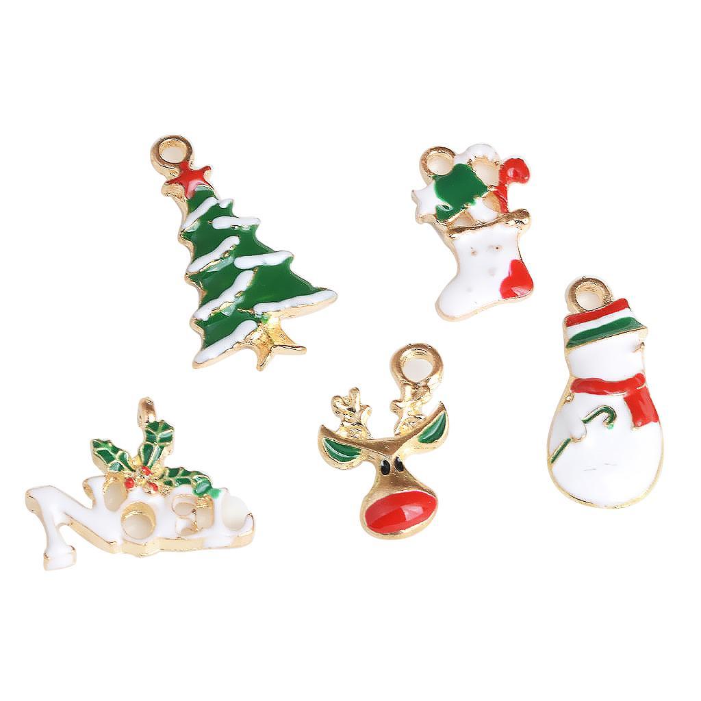 20 Pieces Mixed Enamel Christmas Charms Pendants DIY Xmas Jewelry Gifts Decorations Xmas Tree Snowman Holly Deer Claus and more