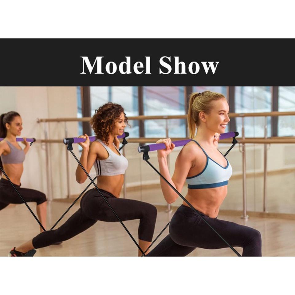 New Fitness Sport Pilates Bar Kit Gym Workout Stick Pilates Exercise Bar Kit with Resistance Band Body Building Puller Yoga Rope