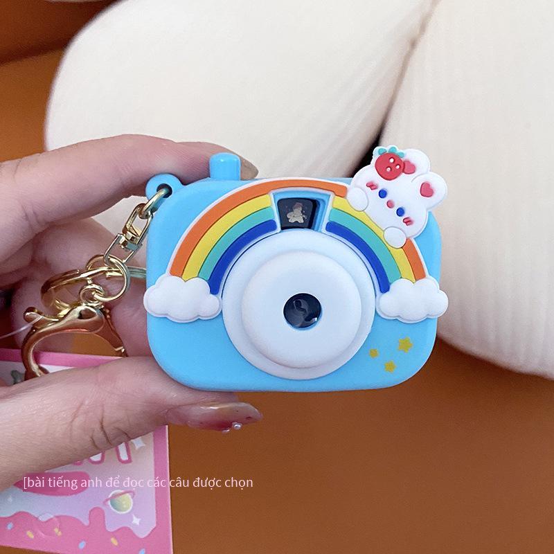 Đảm Bảo Chất Lượng Ủy Quyền Dễ Thương Dễ Thương Cầu Vồng Máy Chiếu Camera Móc Khóa Cặp Đôi Học Tinh Tế Mặt Dây Chuyền Móc Khóa Nữ