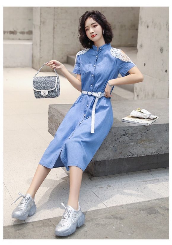 ĐẦM JEAN VAI PHỐI REN NỮ TÍNH D791