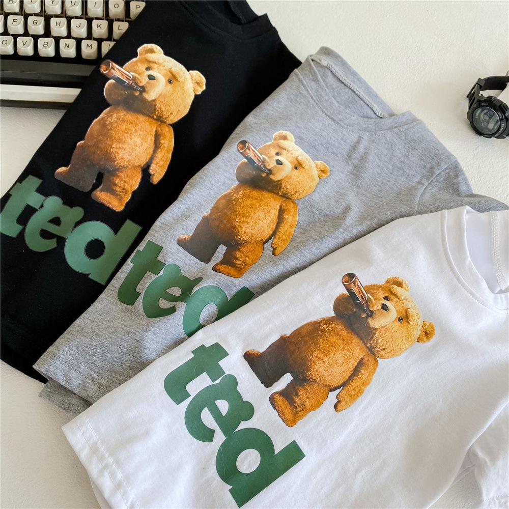 Áo Thun Hè Sọc Bé trai Bé Gái Gấu Ted Kiểu Hàn Quốc
