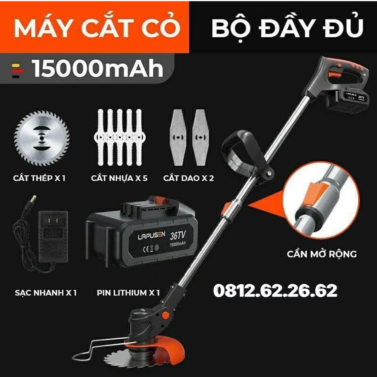 Máy cắt cỏ MÁY CẮT CỎ PIN - SIÊU KHỎE pin cực khủng [TẶNG BỘ 8 LƯỠI CẮT] (bảo hành 1