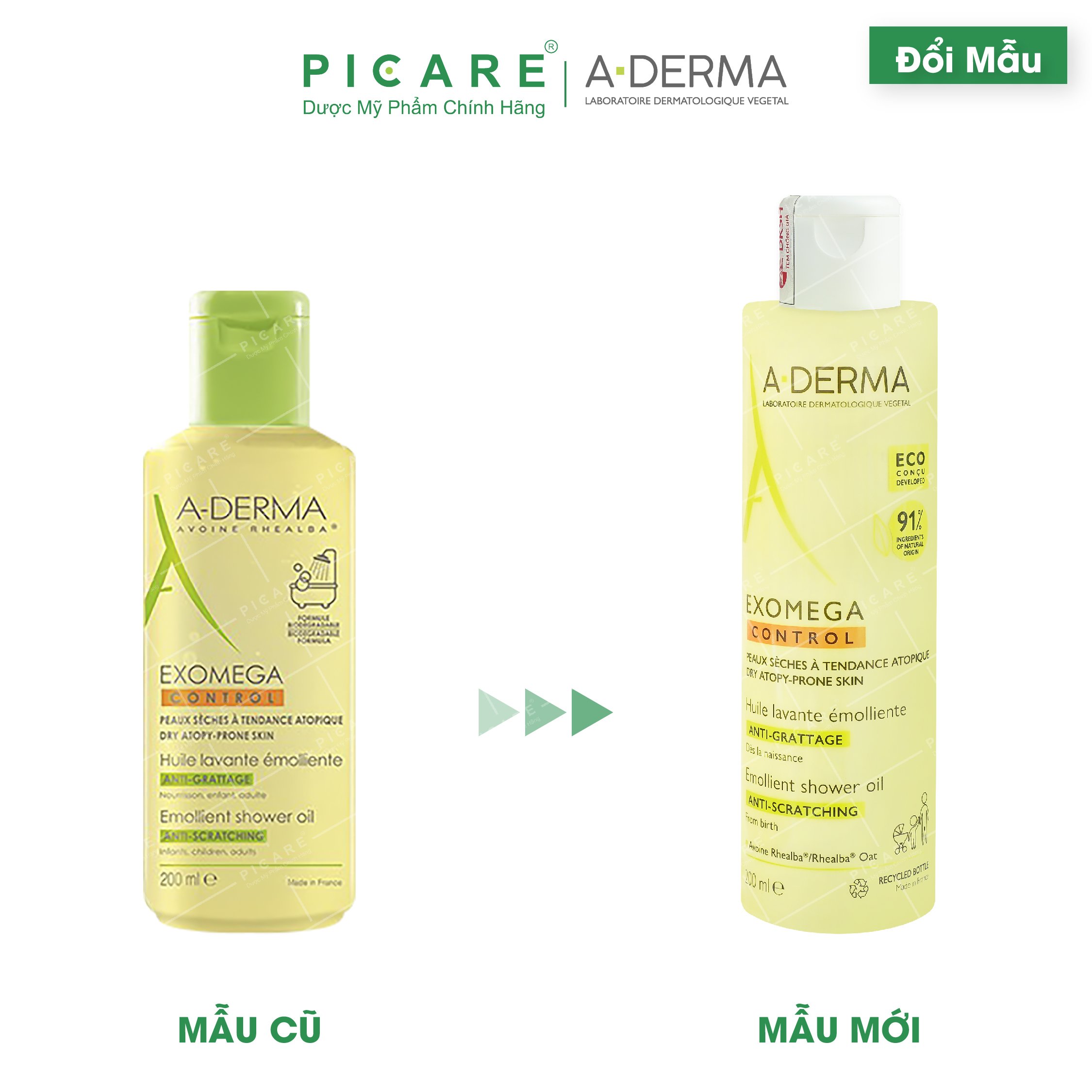 Dầu Làm Sạch Da A-Derma Cho Da Viêm Cơ Địa Đến Da Rất Khô Exomega Control Shower Oil