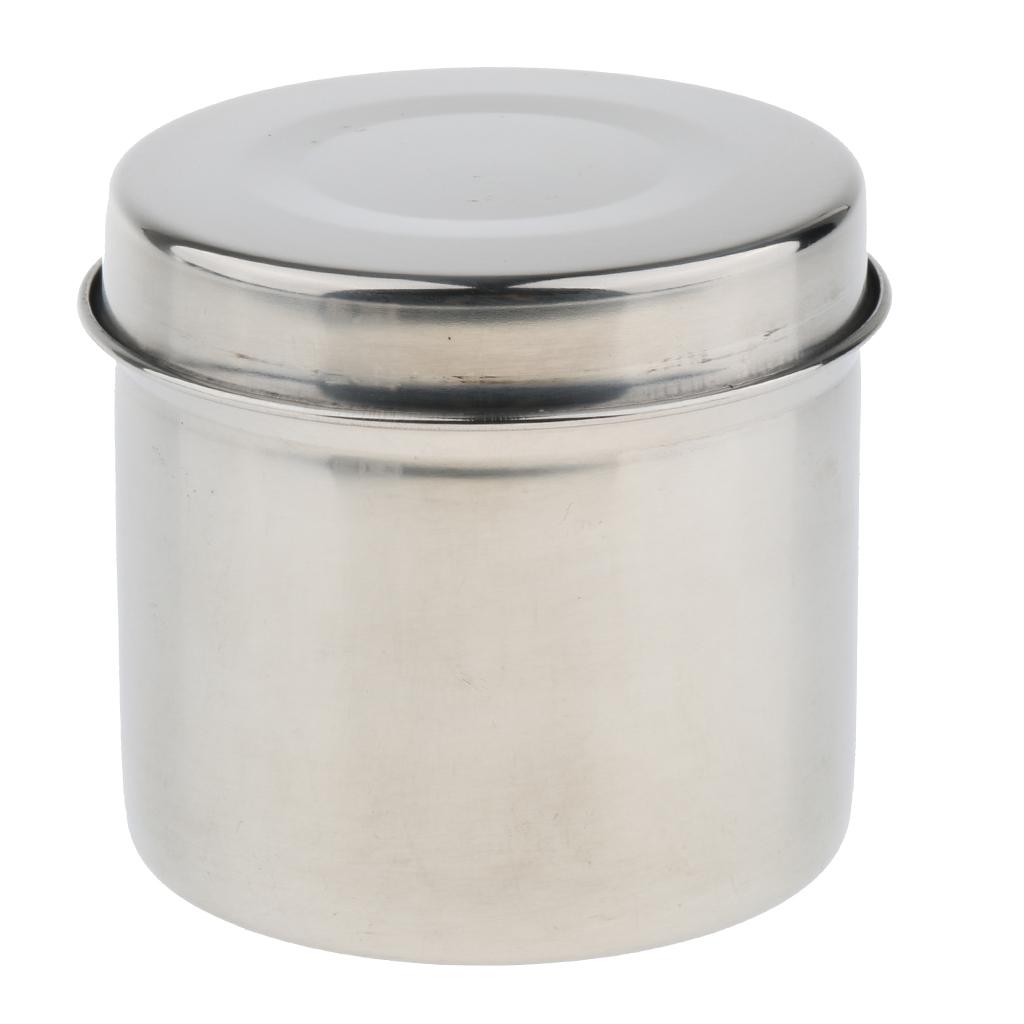 Premium Stainless Steel Cotton Medicine Disinfection Tank Alcohol Sterilizing Container Box Jar with Cap - Dia 8-12cm