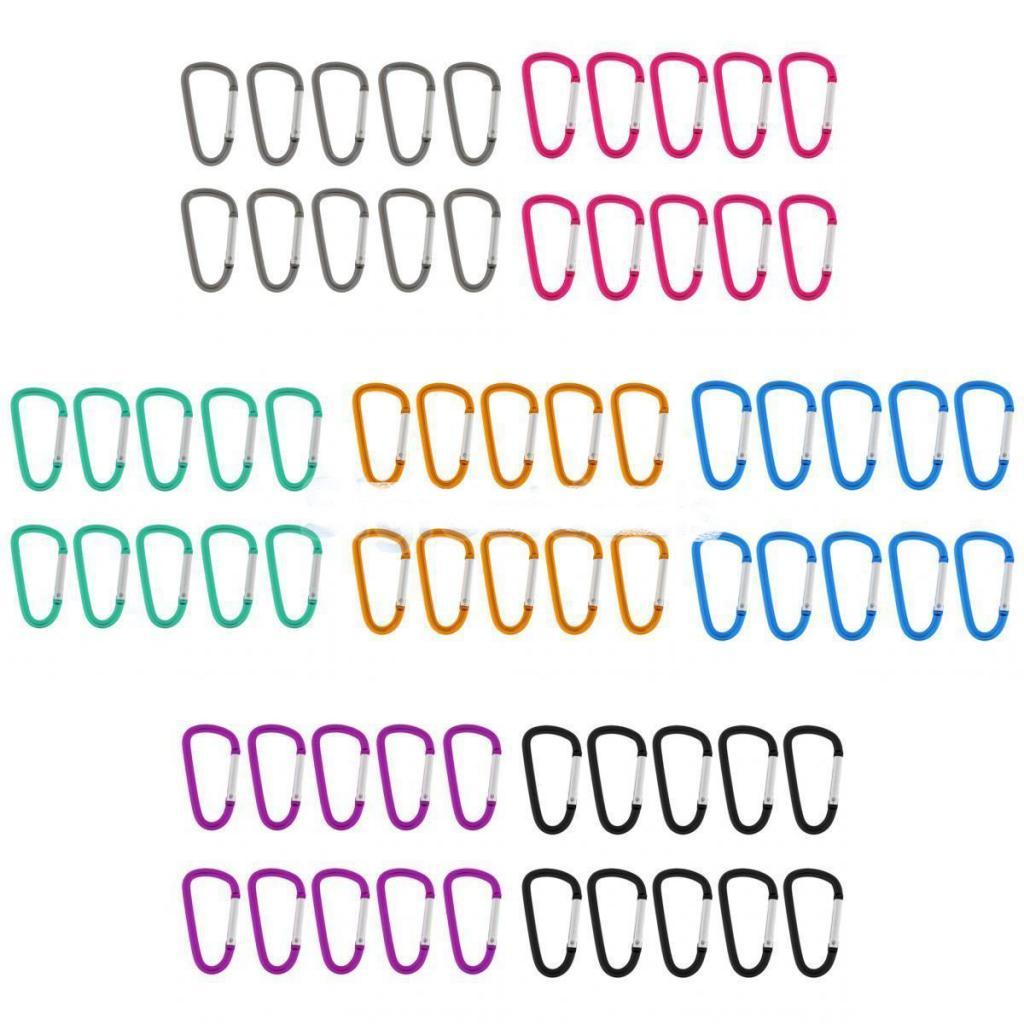 10x Aluminum D-ring Locking Carabiner Keychain Spring Clip Lock Carabiner Hook Outdoor Camping Equipmengt For Outdoor ,Camping, Fishing, Hiking, Traveling