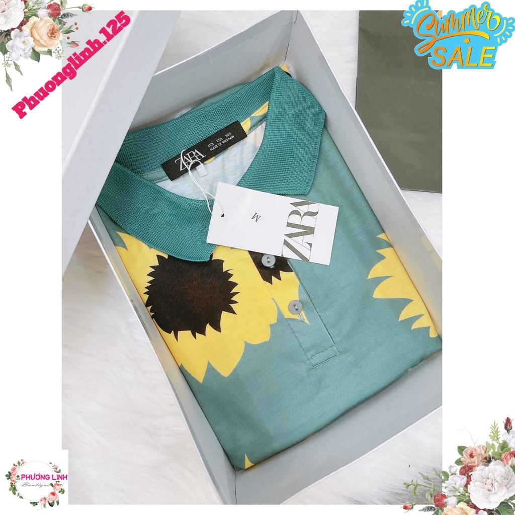 VÁY POLO XANH HOA HƯỚNG DƯƠNG