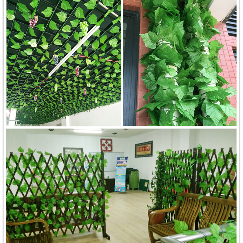 Dây leo lá giả, combo 12 dây lá thường xuân nhân tạo trang trí ban công, sân vườn, nhà cửa, quán cà phê, cửa hàng