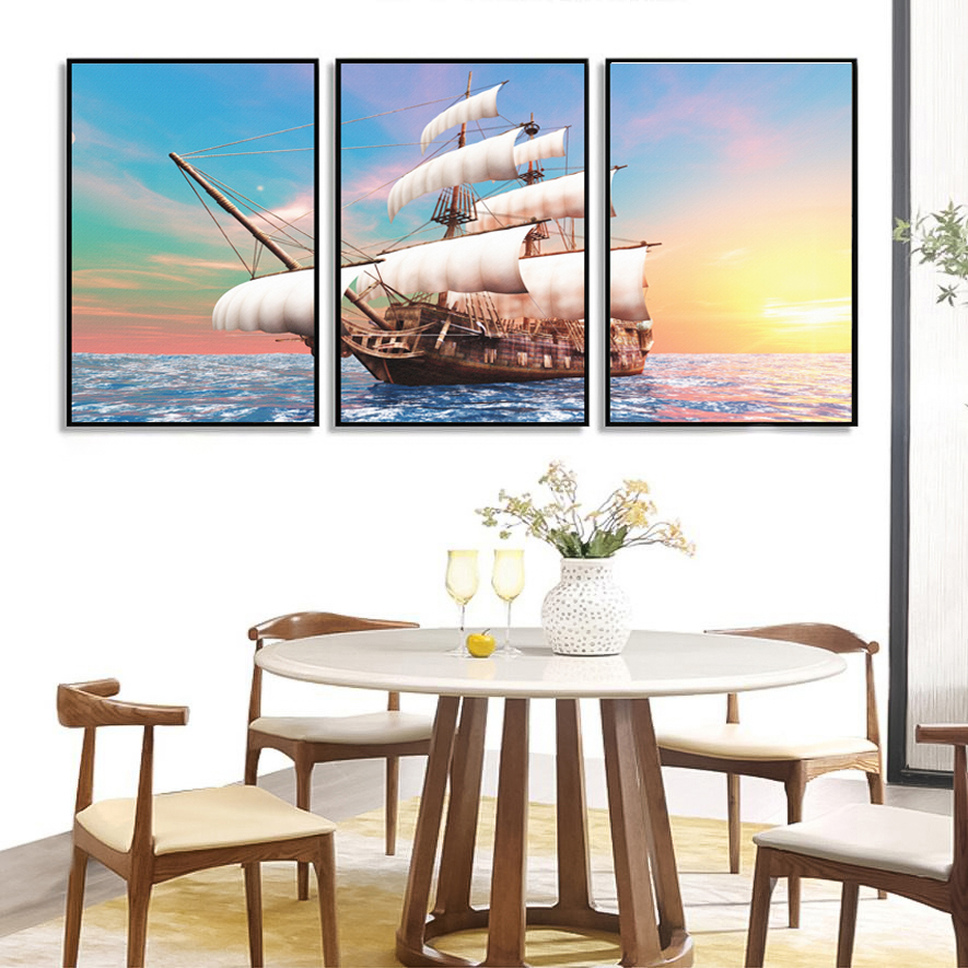 Bộ 3 tranh canvas Thuận buồm xuôi gió T010 (40x60)