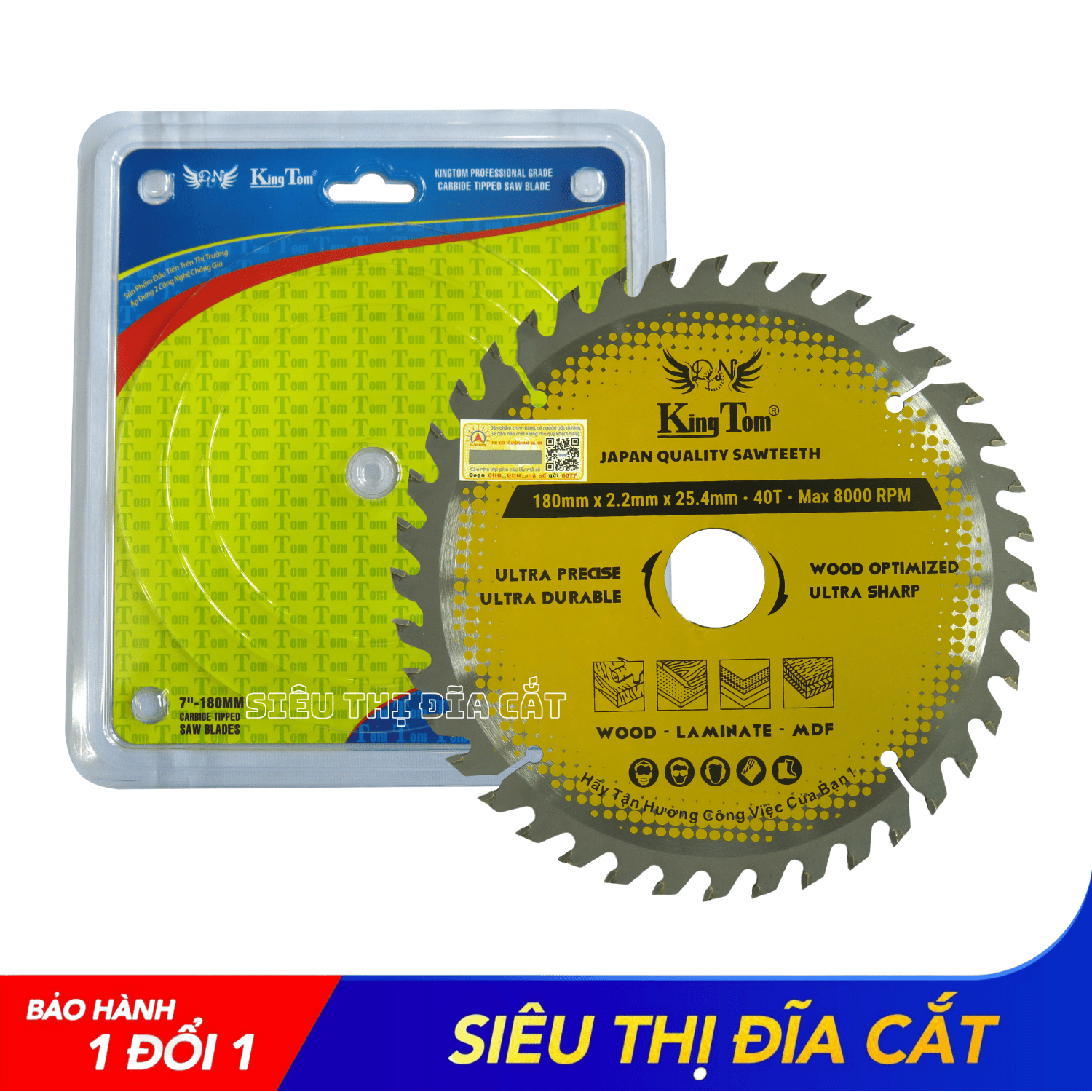 LƯỠI CƯA - LƯỠI CẮT GỖ 180-40 RĂNG KINGTOM VÀNG – CHẤT LƯỢNG VÔ ĐỊCH PHÂN KHÚC GIÁ RẺ!