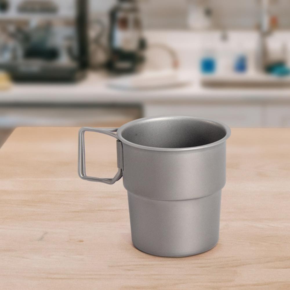Ultralight 300ml Titanium Coffee Cup Tea Cup Water Mug with Foldable Handles for Home Outdoor Camping & Picnic