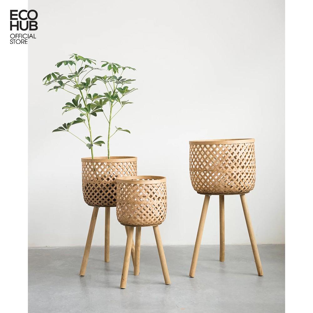 Giỏ tre trồng cây Bằng tre tự nhiên, 3 Size (Floor 3 Piece Wicker Basket Set) | EH015