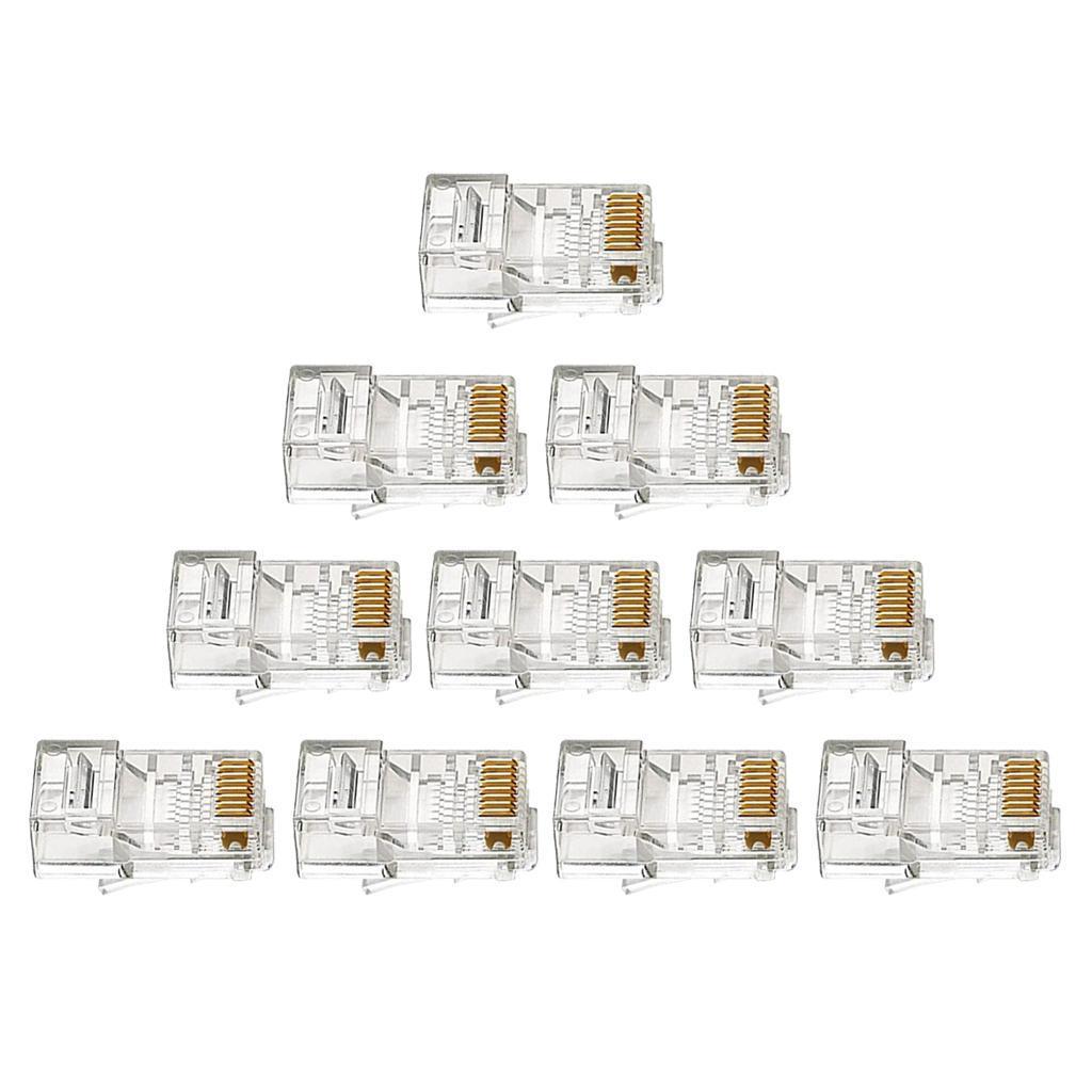10 Pieces  RJ-45 UTP Connectors, RJ-45 Modular  with Flexible Latch