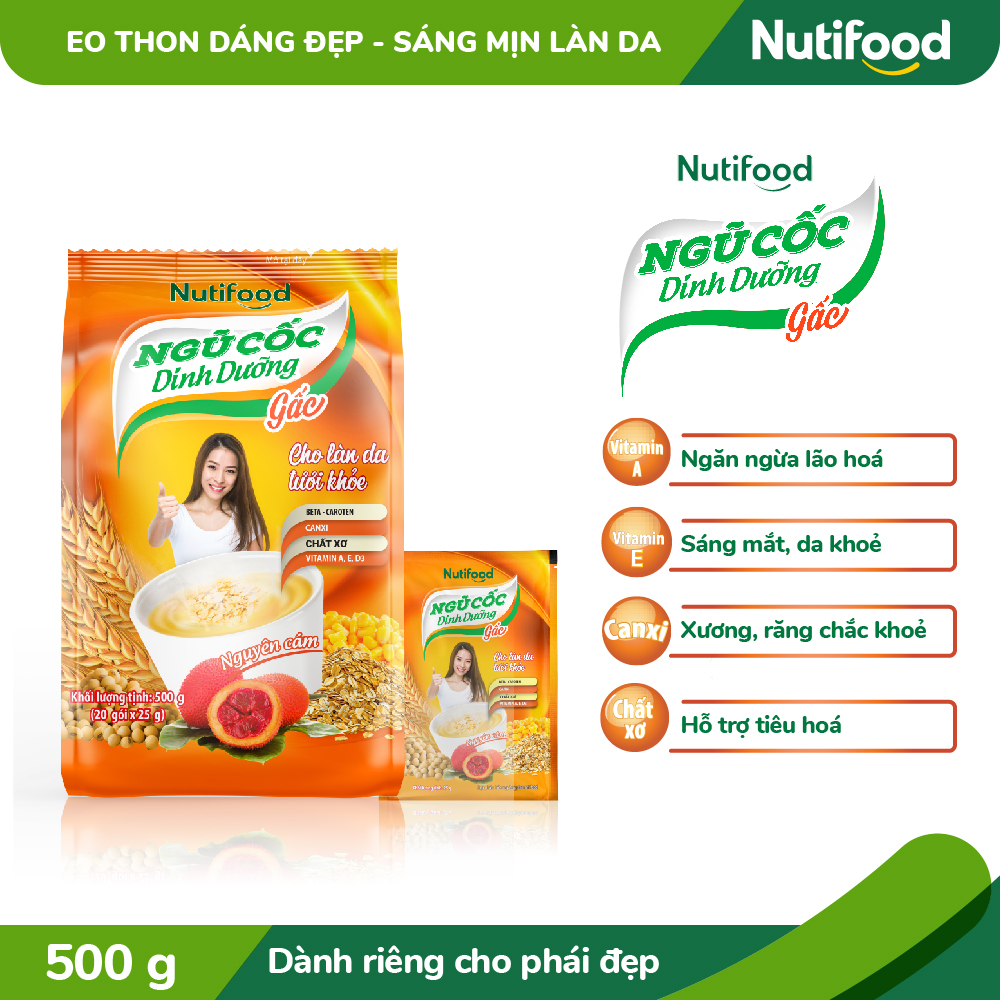 Thùng 14 túi Ngũ cốc dinh dưỡng NutiFood - Gấc 500g/túi