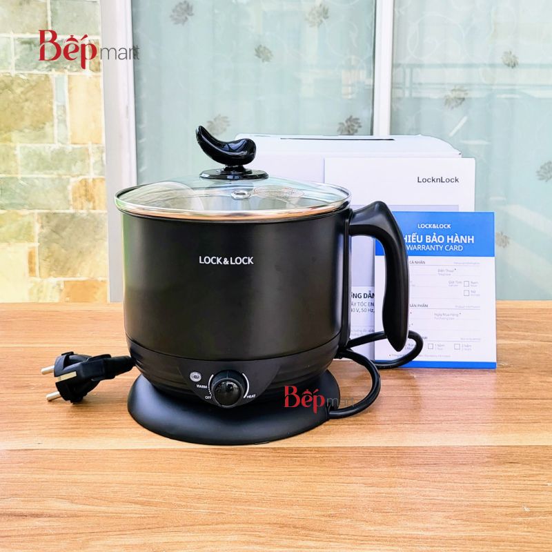 Nồi điện đa năng LocknLock EJP316BLK dung tích 1.2L công suất 600W - lòng nồi inox 304 - Hàng chính hãng