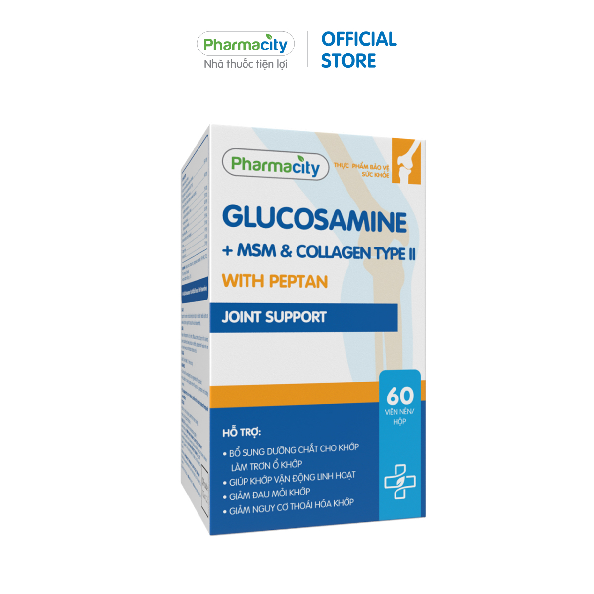Viên uống hỗ trợ khớp Glucosamine + MSM & Collagen Type II With Peptan - Joint Support