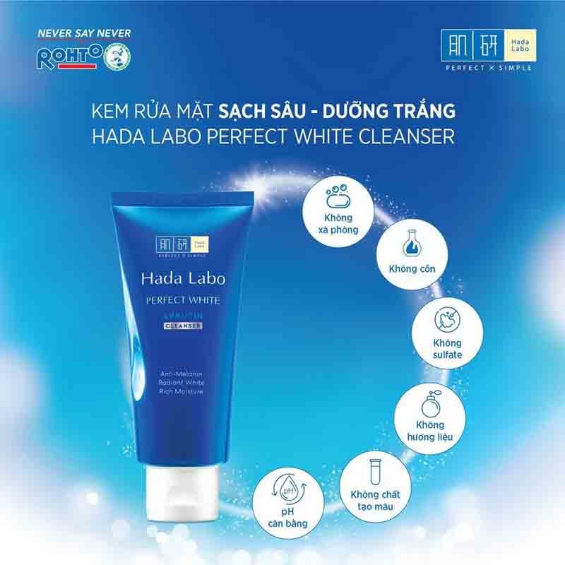 Sữa Rửa Trắng Hoàn Hảo Hada Labo Perfect White 80g