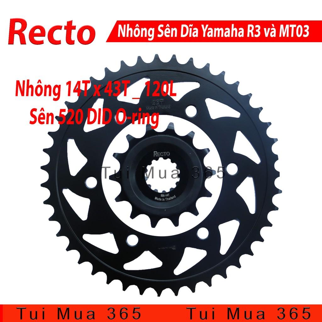 Nhông Sên Dĩa Recto Yamaha, R3 và MT03 Sên Màu 120L DID 520VF Phốt Cao Su Thái Lan 14T x 43T