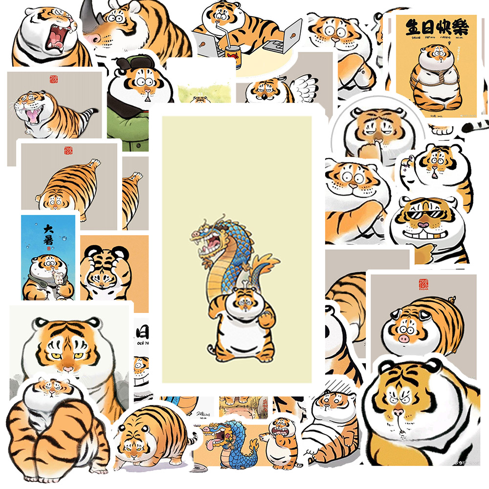 Set 50 Sticker Hình HỔ BÉO DỄ THƯƠNG – Decal Trang Trí Xe - Laptop - Nón Bảo Hiểm | Chống Nước