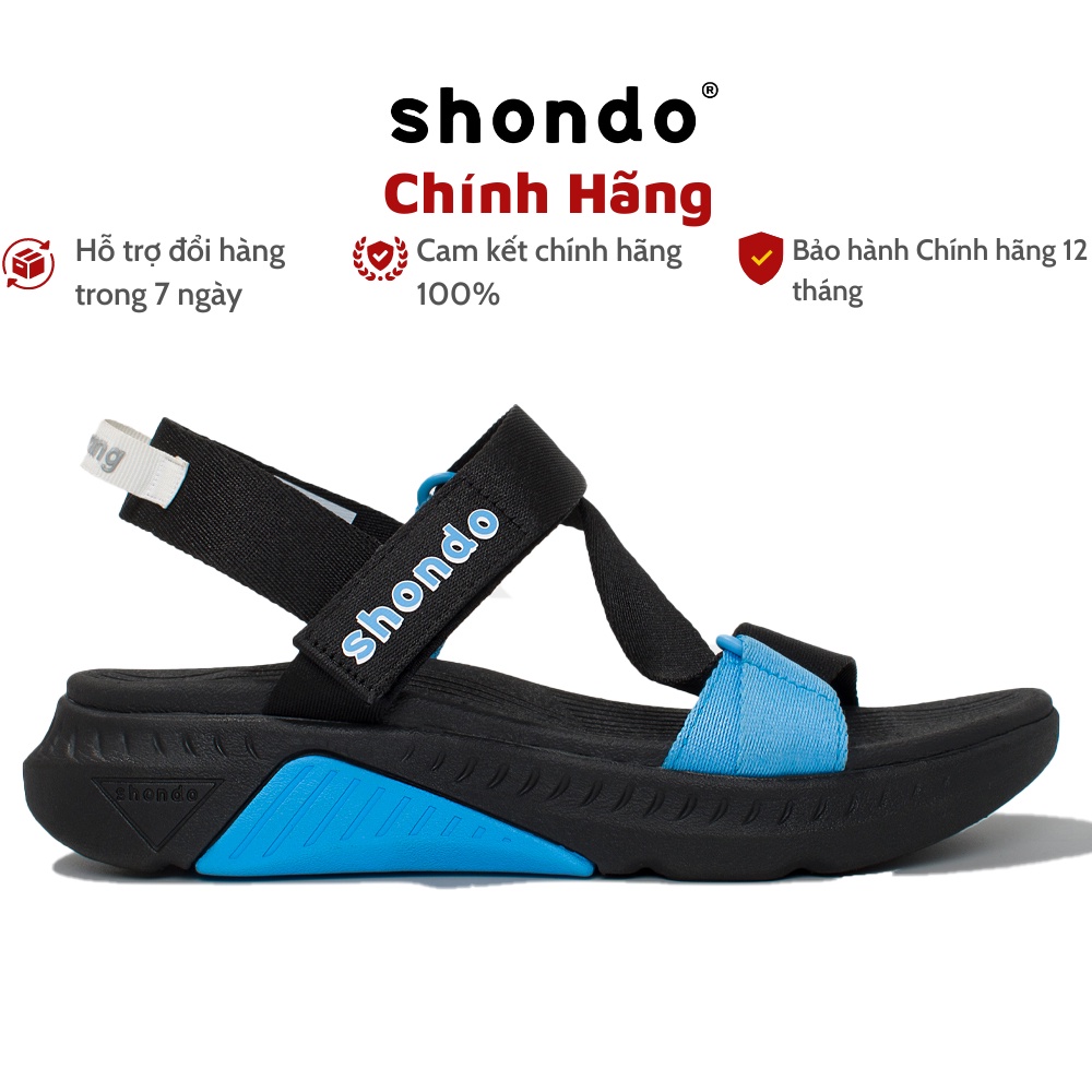 Giày Shondo Sandals Nam Nữ Shondo F7 Racing Đen Phối Xanh F7R1030