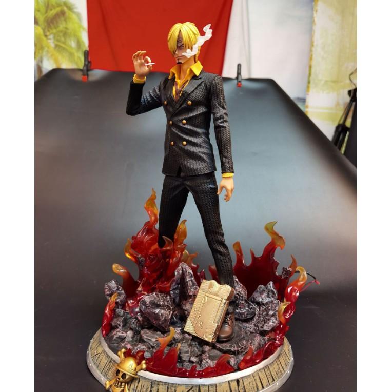 Mô hình One Piece - Sanji chân đen có led sắc nét màu đậm áo lửa đỏ tươi 38cm