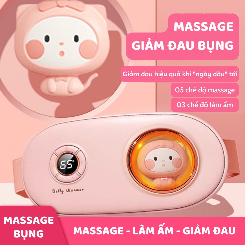 Máy massage đánh tan mỡ bụng  làm ấm bụng AIFS, giảm đau bụng đau lưng cho bạn gái đến Kì, Đai đeo chườm nóng giảm đau bụng kinh nguyệt