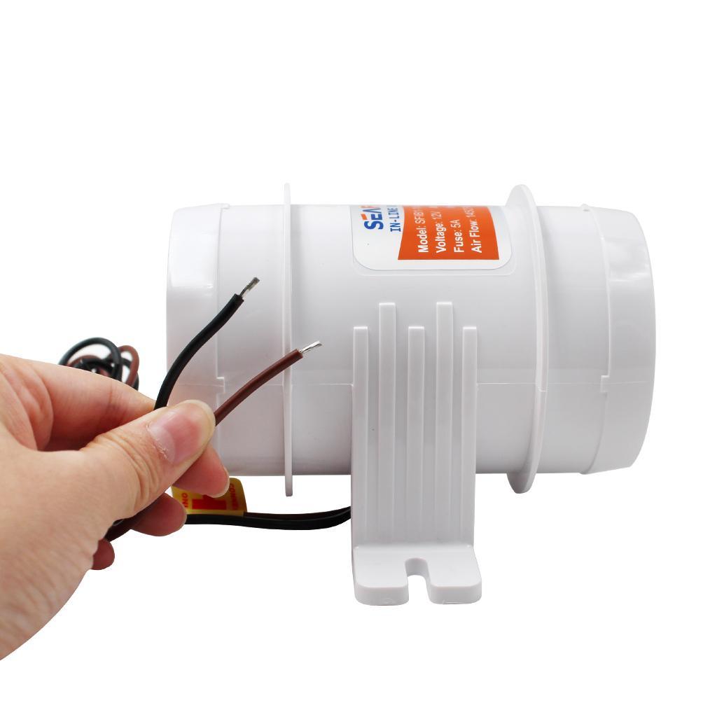 3" Marine Bilge Air Blower 24V 145 CFM Quiet Boat White