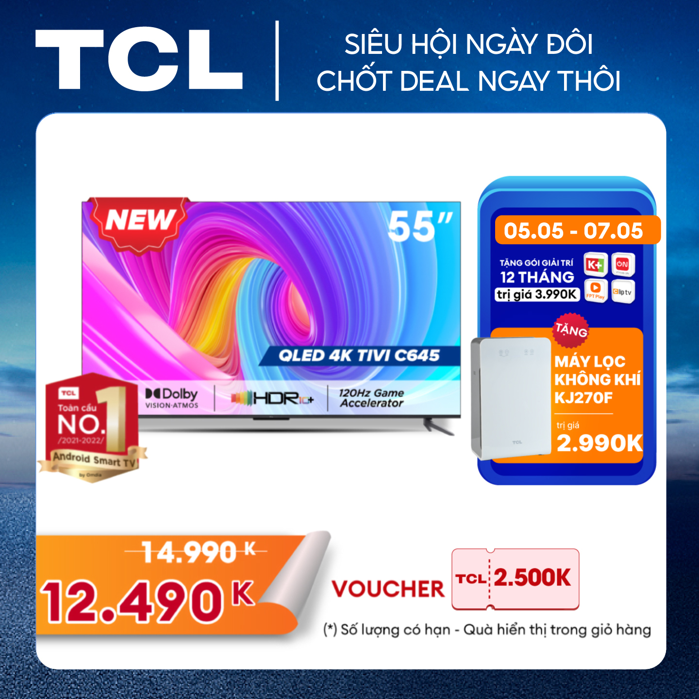 QLED TV 4K UHD - Tivi 55'' - TCL 55C645 - Tivi 55 inch - Tivi cao cấp