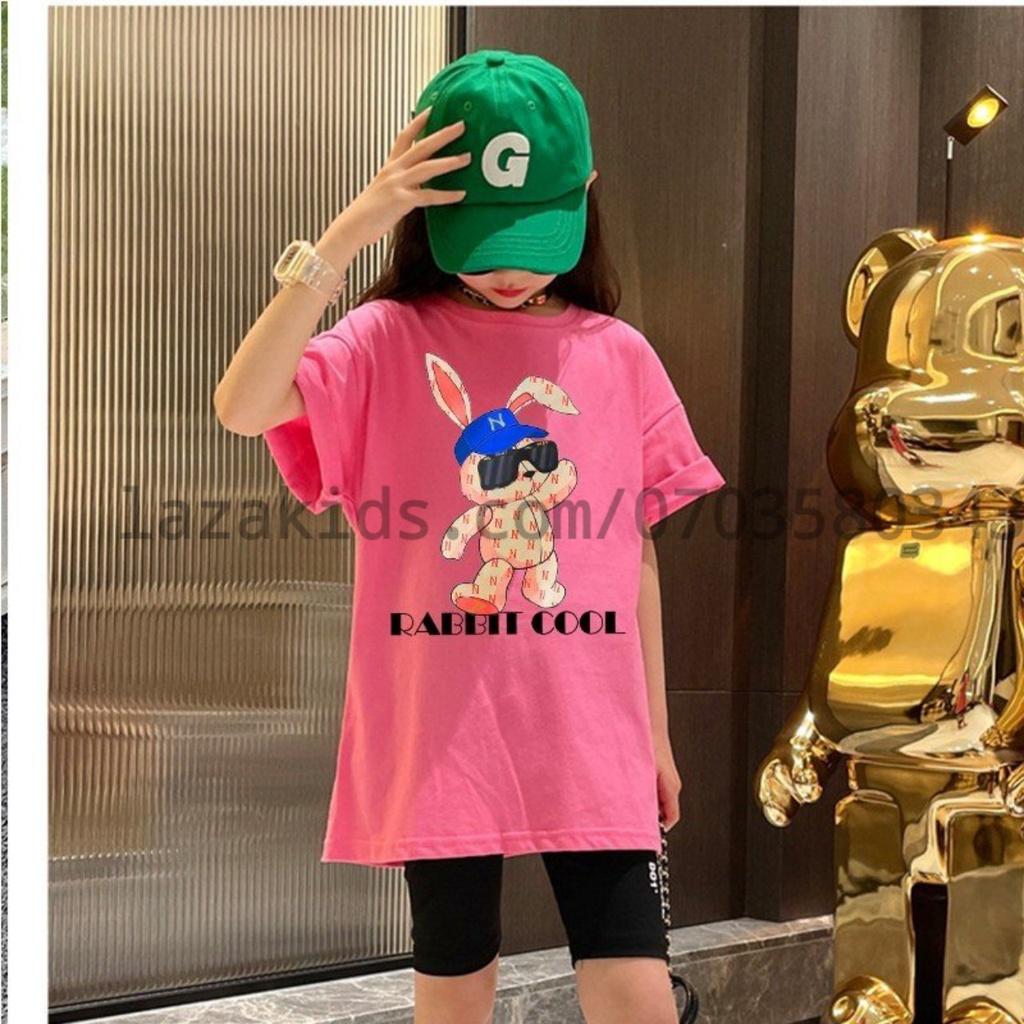 (Size 15-45Kg)Set áo thun quần ngố bé gái vải cotton mềm đẹp 4 chiều chính phẩm RABBIT COOL cho bé 4 tuổi-14 tuổi