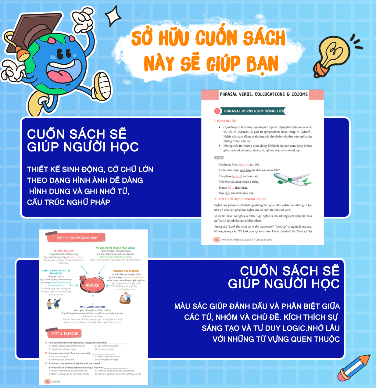 Sách - Mind map English phrasal verbs, collocations and idioms - MCBooks