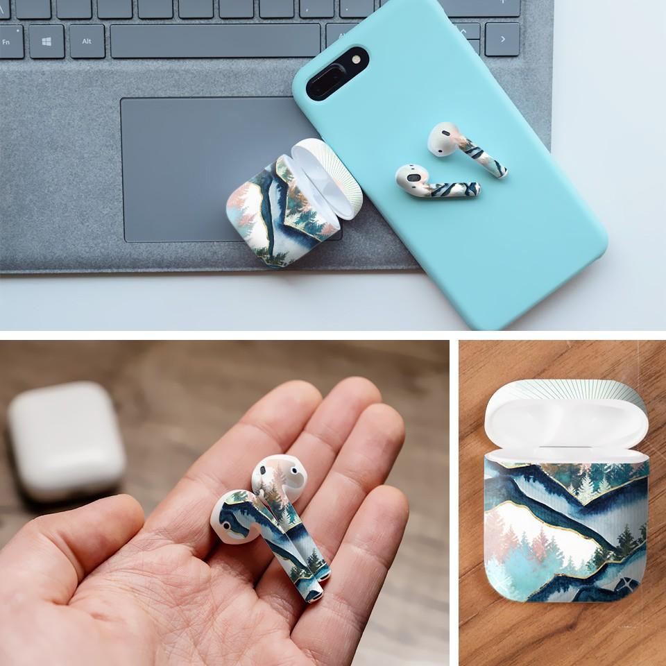 Miếng dán skin cho AirPods in hình giả sơn mài - GSM108 (AirPods ,1 2, Pro, TWS, i12)