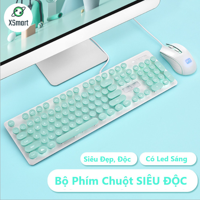 Bộ Bàn Phím Và Chuột Siêu Xinh N518 Cao Cấp Có Đèn Led Sáng Chữ, Bấm Siêu Chuẩn - Hàng Chính Hãng