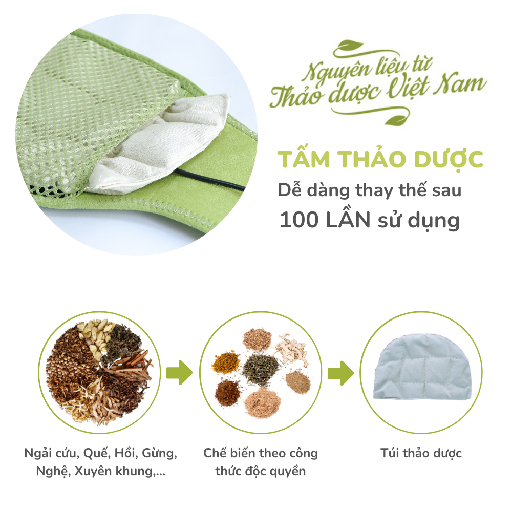 Bộ đai chườm nóng thảo dược giảm đau cổ gáy dùng điện - Hapaku