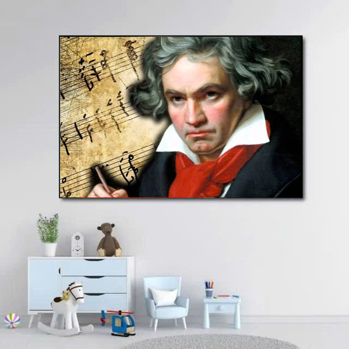 (HCM)Tranh treo tường nhạc sĩ Beethoven, Mozart trang trí lớp học nhạc, phòng thu âm kèm đinh treo