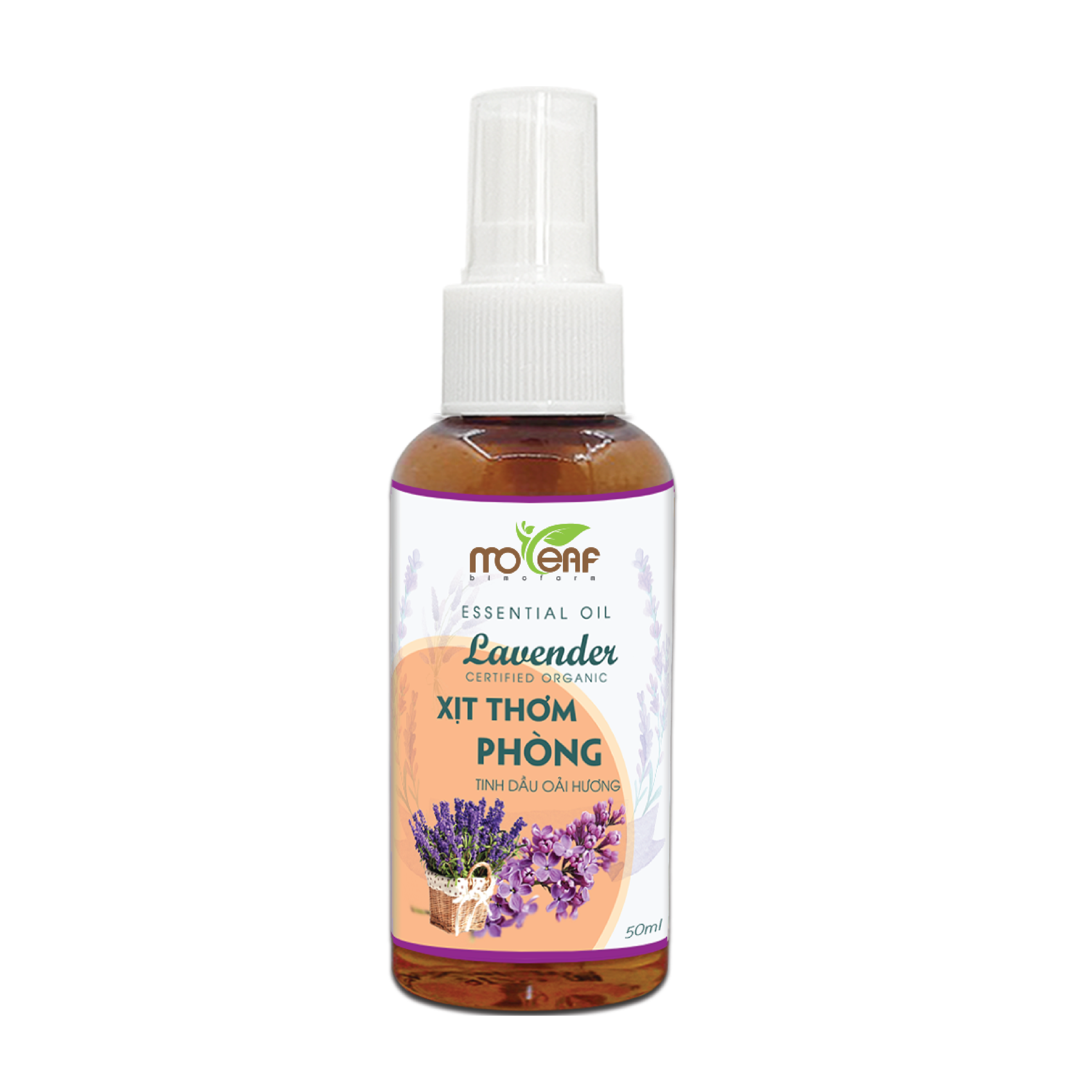 Xịt Thơm Phòng Moleaf Tinh Dầu Hoa Oải Hương - Lavender Thơm Mát Thư Giãn Hỗ Trợ An Thần Đuổi Muỗi Đuổi Con Trùng 250ml