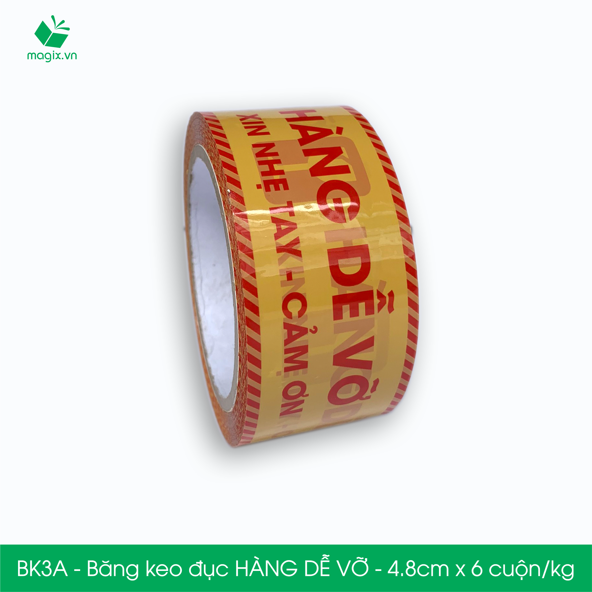 BK3A - Băng keo đục HÀNG DỄ VỠ - Băng dính NIÊM PHONG - 6 cuộn