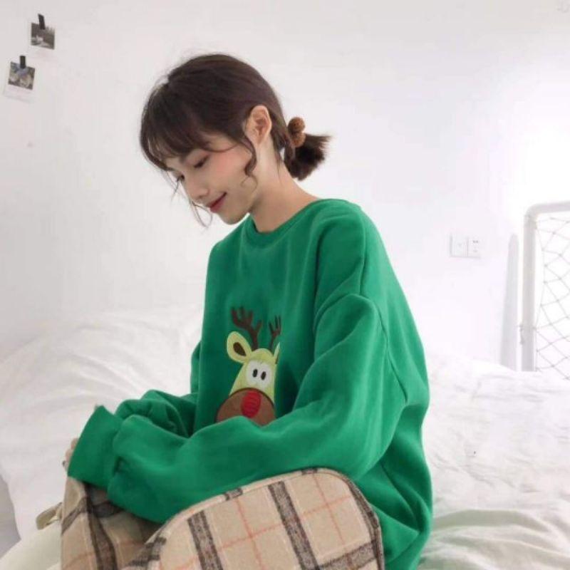 Áo sweater nỉ bông NOEL Unisex nam nữ,Áo khoác nỉ form rộng in hình Giáng sinh dễ thương phong cách teen Hàn video thật