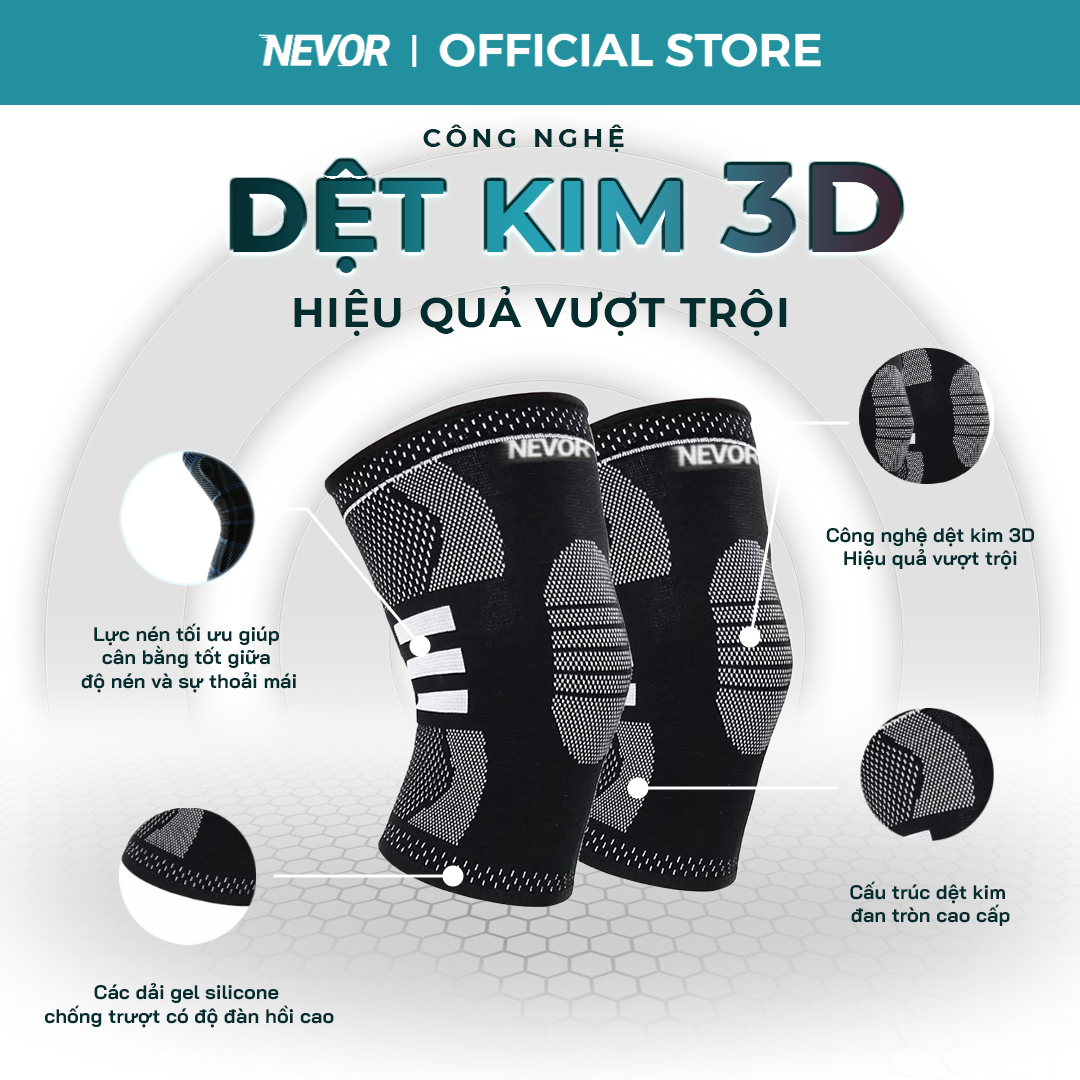 Bó Gối Thể Thao Nevor BDG03 Giúp Giảm Đau, Phòng Tránh Chấn Thương Dây Chằng Sử Dụng Cho Gym, Bóng Đá, Bóng Rổ,...