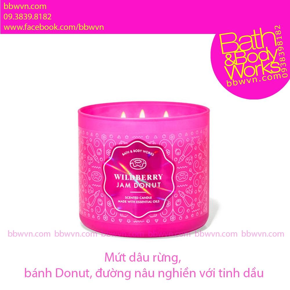 Nến thơm Bath and Body Works WILDBERRY JAM DONUT 3 bấc