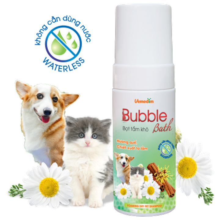 Bubble Bath - Sữa tắm khô tạo bọt dành cho chó mèo (không cần dùng nước), chai 120ml