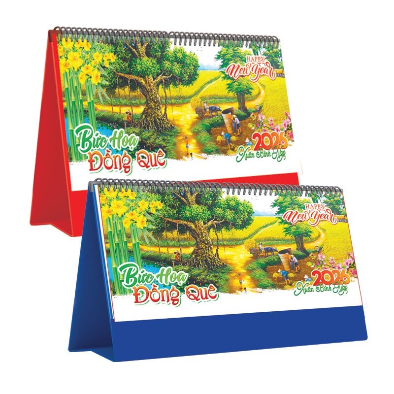 LỊCH TẾT 2026 - Lịch Để Bàn Ngang Không Note 2026 (25 x 12cm) (KV 12 Mẫu) - Màu Đế Ngẫu Nhiên