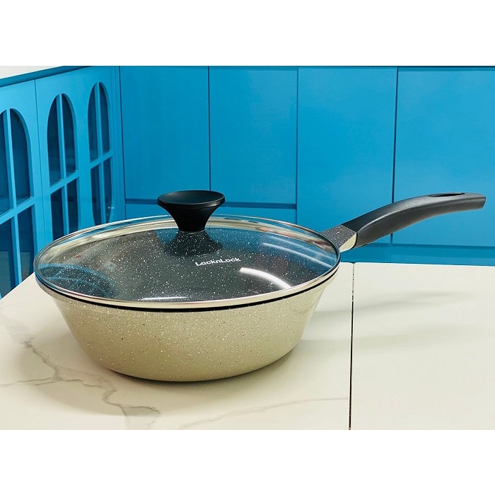 Chảo Đá Stone Sâu Lòng Đáy Phẳng Cao Cấp LCA6305D 30cm (cam kết hàng chuẩn, y hình)