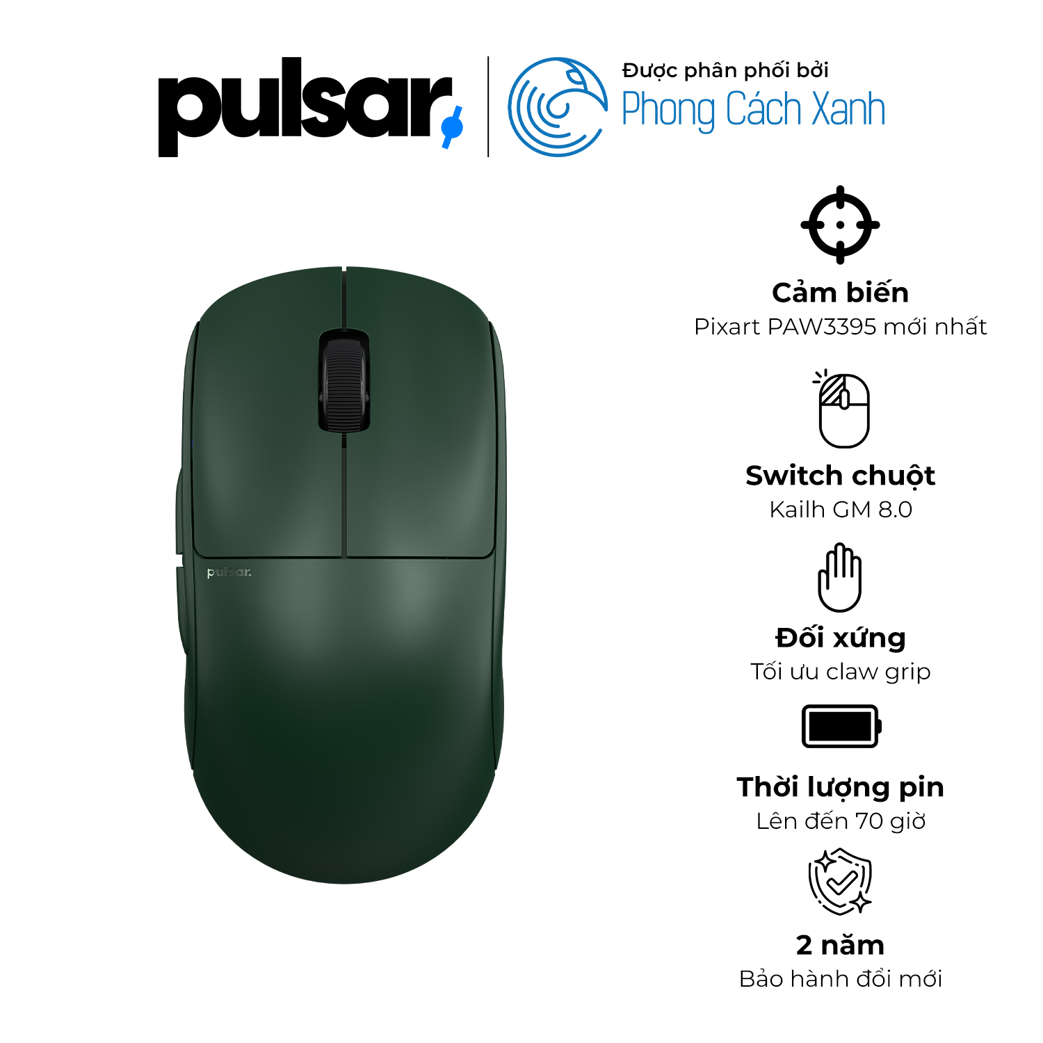 Chuột không dây siêu nhẹ Pulsar X2 Wireless Mini - Founder's Editon - Hàng Chính Hãng