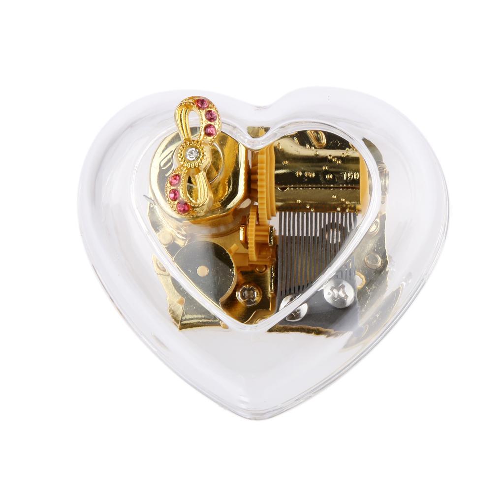 2pcs Acrylic Clockwork Music Box Melody Box Happy Birthday To You Tune Case Home Office Decoration