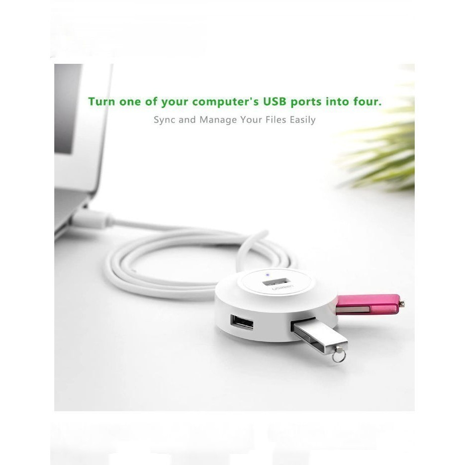 Hub USB 2.0 UGREEN CR106 - 4 cổng tốc độ cao, Bảo hành 18 tháng  - Hàng chính hãng