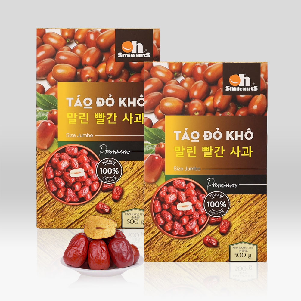 Combo 2 Hộp Táo Đỏ Khô Cao Cấp Smile Nuts (500g/hộp)