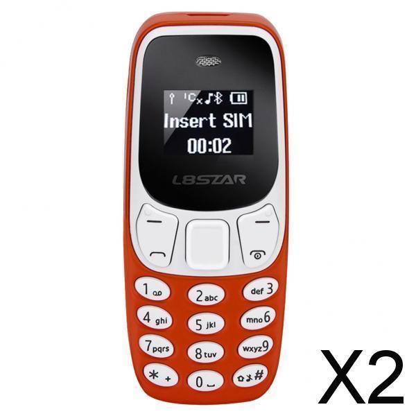 2xPortable Tiny Bluetooth Small Low BM10 Mobile Phone Orange