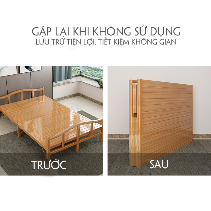 Giường Gấp Bằng Gỗ Tiện Lợi - Rộng: 60CM x Dài: 190CM x Cao: 50CM